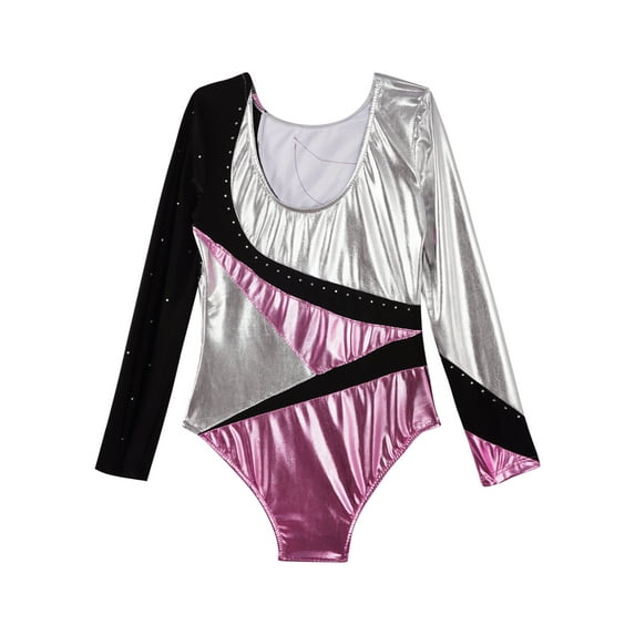 MSemis Gymnastics Leotards for Girls Sparkle Rhinestone Ballet Unitard Biketard Dancewear Pink 8