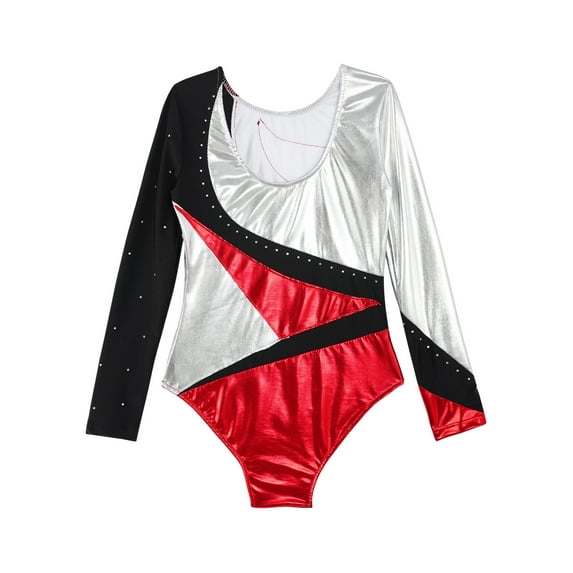 MSemis Gymnastics Leotards for Girls Sparkle Rhinestone Ballet Unitard Biketard Dancewear Red 6