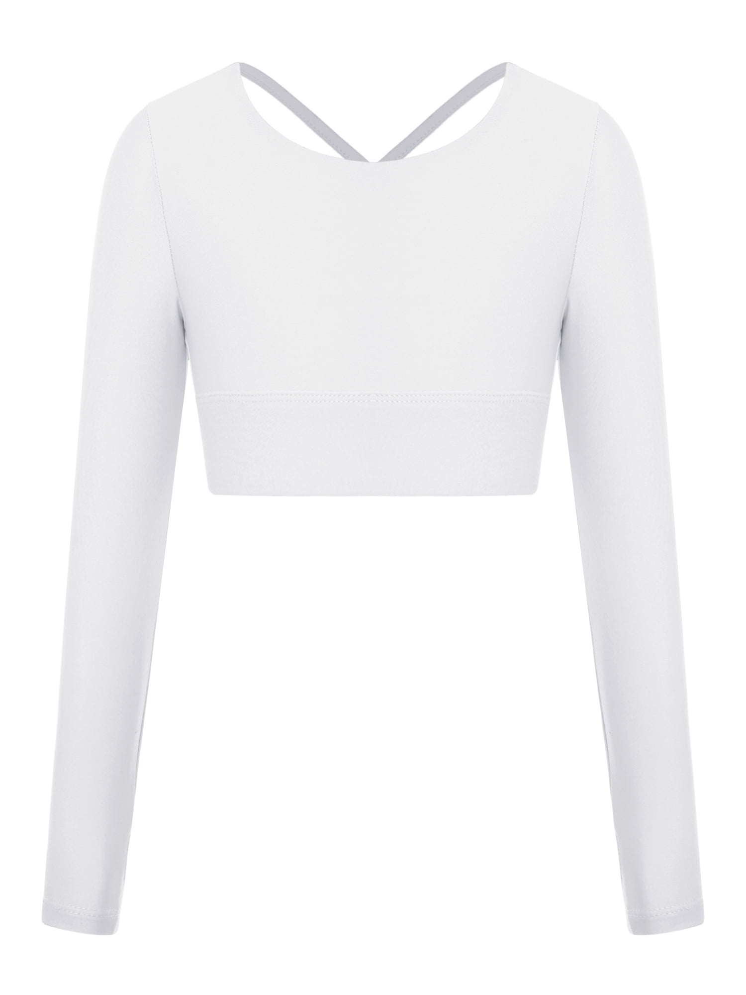 White Monochrome Crop Top. Activewear