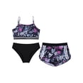 thumbnail image 1 of MSemis Kid Girls 3PCS Printed Tankini Set Swimsuit Swimwear Sleeveless Bathing Suits,Size 8-14 Letters&Black 8, 1 of 5