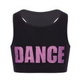thumbnail image 1 of MSemis Kid Girls Sports Racer Back Shiny Letters Dance Printed Crop Top, 1 of 2