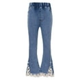 thumbnail image 1 of MSemis Kid Girls Youth Junior Denim Jeans Bell Bottom Flare Pants Blue-A 130, 1 of 7