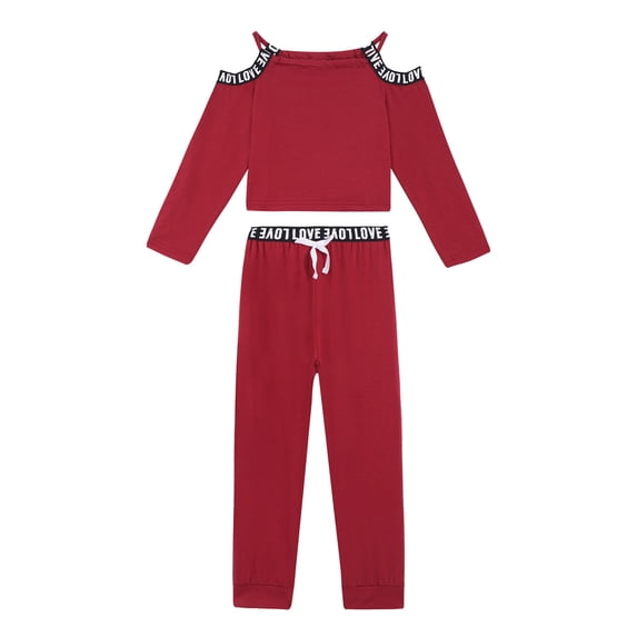MSemis Kids Baby Girls 2PCS Sports Outfit Long Sleeves Crop Top Jogging Pants Set