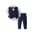 thumbnail image 1 of MSemis Kids Boys Baby Gentleman Outfits Tuxedo Suit Vest Formal Shirt with Pants Bowtie Navy Blue 3-4, 1 of 6