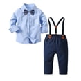 thumbnail image 1 of MSemis Kids Boys Gentleman Long Sleeve Lapel Collar Dress Shirt with Suspender Pant, 1 of 6