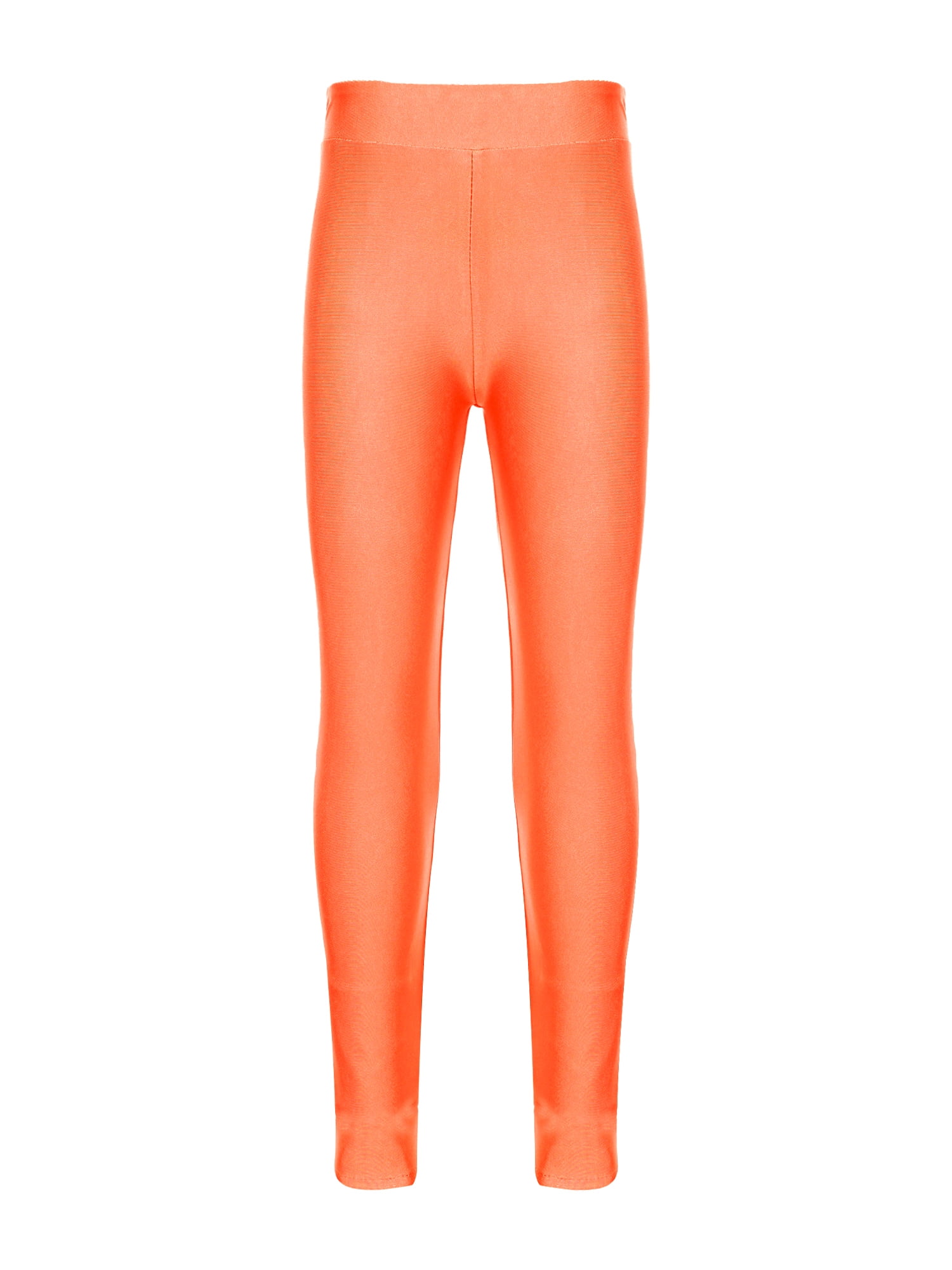 MSemis Kids Boys Girls High Waist Swim Leggings Compression Pants Swimwear Swim Tights Swimsuit Orange 14