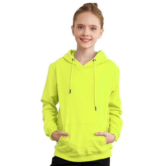 MSemis Kids Boys Girls Hooded Sweatshirt Long Sleeve Hoodie Drawstring Pullover Tops 3-14 Green 7-8