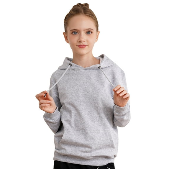 MSemis Kids Boys Girls Hooded Sweatshirt Long Sleeve Hoodie Drawstring Pullover Tops 3-14 Grey 9-10
