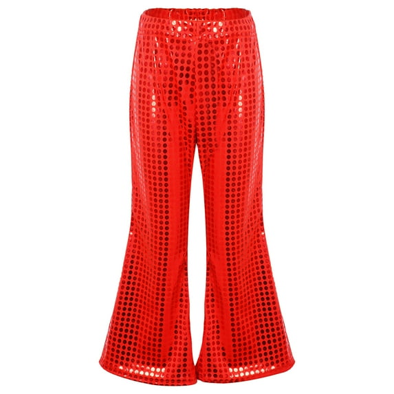 MSemis Kids Boys Girls Shiny Sequins Flares Pants Bell Bottoms Trousers