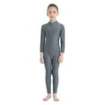 thumbnail image 1 of MSemis Kids Boys Girls Turtleneck Long Sleeve Unitard Jumpsuit Gymnastic Leotard Dark Gray 9-10, 1 of 6