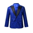 thumbnail image 1 of MSemis Kids Boys Shiny Sequined Suit Jacket Blazer One Button Tuxedo Blue 10, 1 of 6