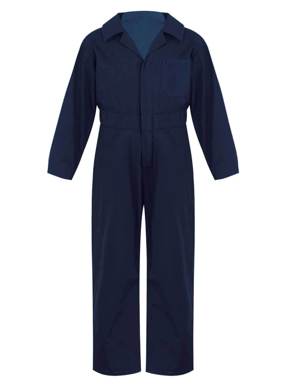 Kids Boys Zipper Coverall Jumpsuit Long Sleeve Boiler Suit Dark Blue 12