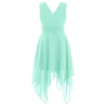 thumbnail image 1 of MSemis Kids Flower Girls V Neck Ruched Waist A Line Wedding Party Chiffon Gown, 1 of 2