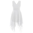 thumbnail image 1 of MSemis Kids Flower Girls V Neck Ruched Waist A Line Wedding Party Chiffon Gown, 1 of 2