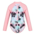 thumbnail image 1 of MSemis Kids Girl Long Sleeve Rash Guard Rashguard Swimsuit with UPF 50+, One-Piece, Sizes 4-16 Pink 6, 1 of 7