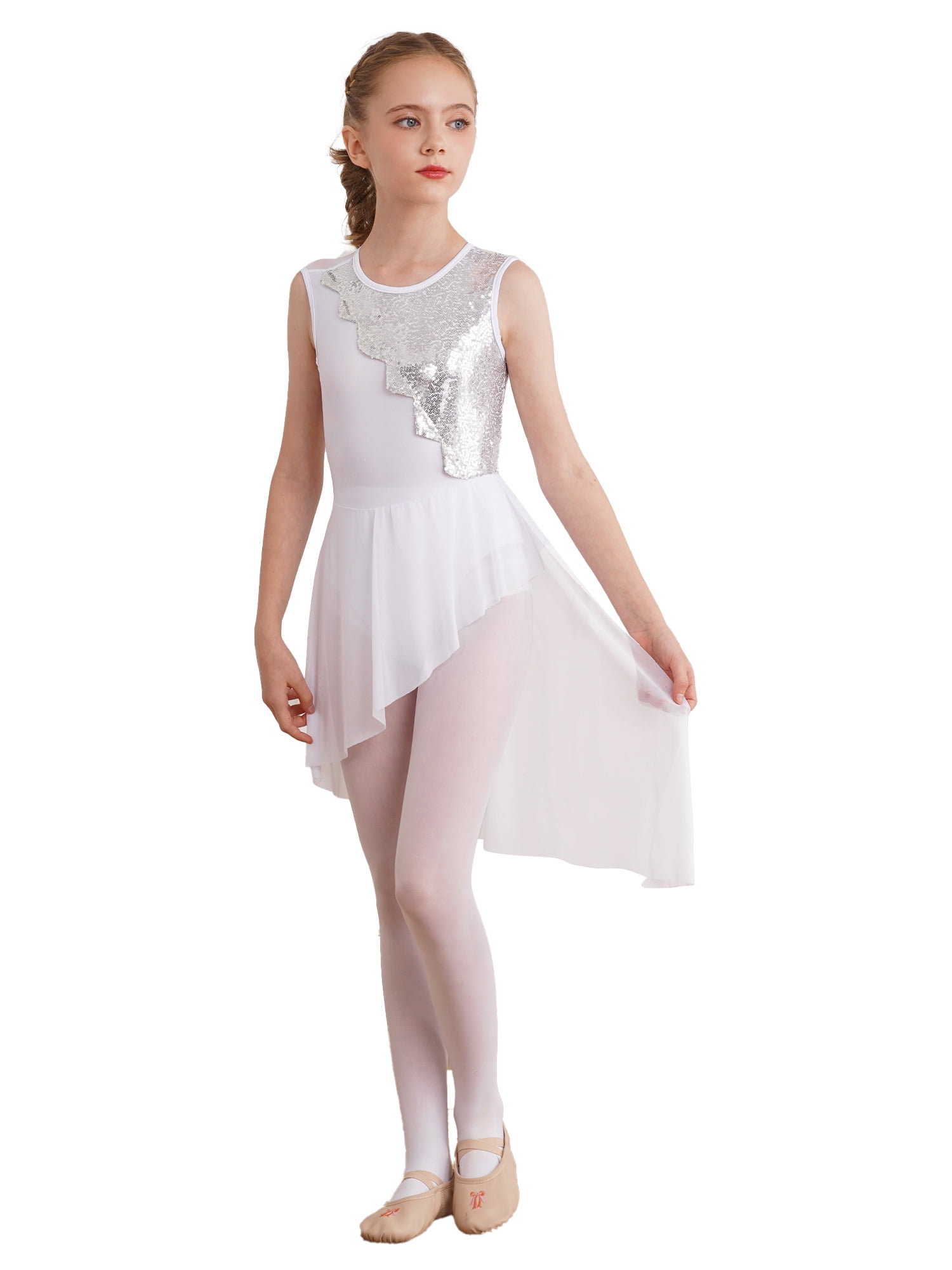 Girls White Leotard Dress