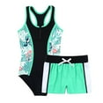 thumbnail image 1 of MSemis Kids Girls 2 Piece Tankini Set Rash Guard One-piece Swimsuit, 1 of 5