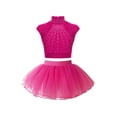 thumbnail image 1 of MSemis Kids Girls 2 Pieces Gymnastic Dance Costume Cropped Tops with Ballet Tutu Skirt Hot Pink 12, 1 of 6