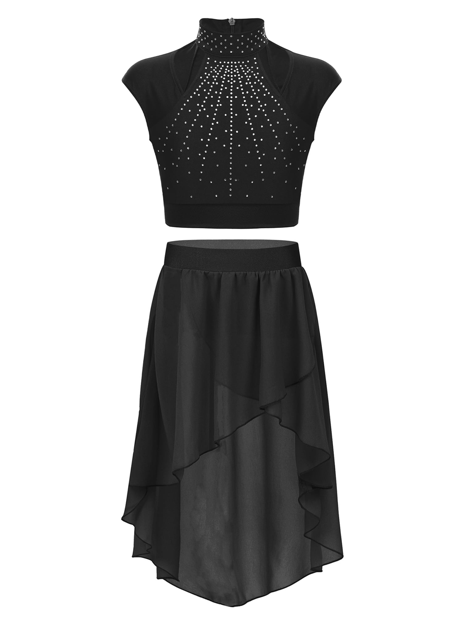 Msemis Kids Girls 2 Pieces Lyrical Dance Costume Modern Contemporary