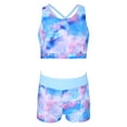 thumbnail image 1 of MSemis Kids Girls 2 Pieces Swimsuit Crisscross Back Bra Top with Boyshorts Tankini Bathing Suits A Pink 10, 1 of 5