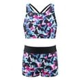 thumbnail image 1 of MSemis Kids Girls 2 Pieces Swimsuit Crisscross Back Bra Top with Boyshorts Tankini Bathing Suits Colorful 8, 1 of 7