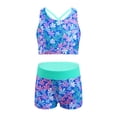 thumbnail image 1 of MSemis Kids Girls 2 Pieces Swimsuit Crisscross Back Bra Top with Boyshorts Tankini Bathing Suits Colorful Floral 4, 1 of 7