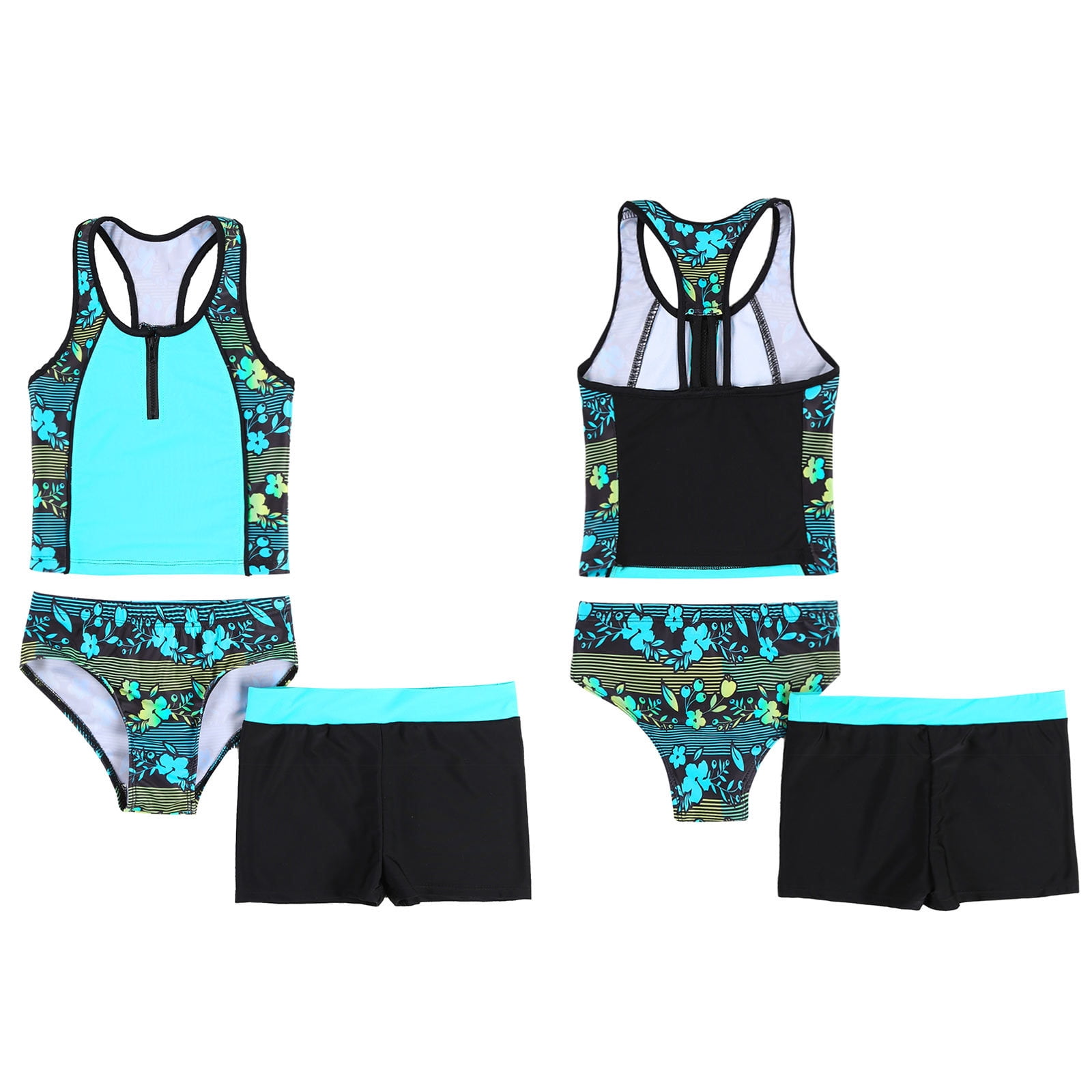 MSemis Kids Girls 3 Piece Sporty Swimwear Bathing Suit Racerback Bikini