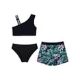thumbnail image 1 of MSemis Kids Girls 3Pcs Swimsuit Crop Top with Printed Shorts Briefs Swimwear Swimming Bathing Suit Green 8, 1 of 6