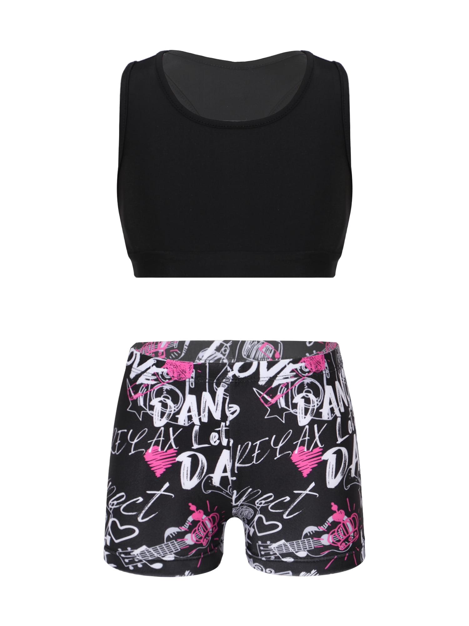 MSemis Kids Girls Active Set Racer Back Tank Top Booty Shorts