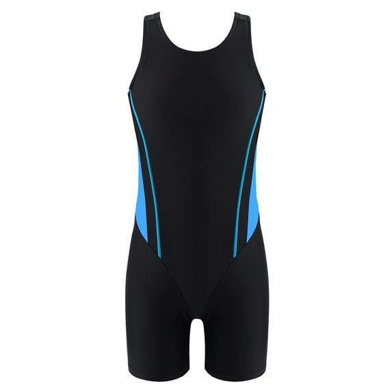 MSemis Kids Girls Athletic One Piece Boyleg Swimsuit Rashguard Surfing Bathing Suit Blue&Black 6