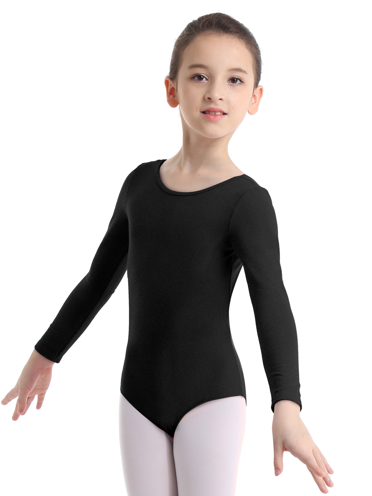 MSemis Kids Girls Ballet Dance Leotard Long Sleeve Solid Color Wear