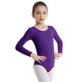 thumbnail image 1 of MSemis Kids Girls Ballet Dance Leotard Long Sleeve Solid Color Wear Gymnastic Leotard Purple 10, 1 of 5