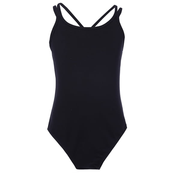 MSemis Kids Girls Ballet Dance Leotards Criss Cross Back Gymnastic Bodysuit,Size 3-14 Black 5-6