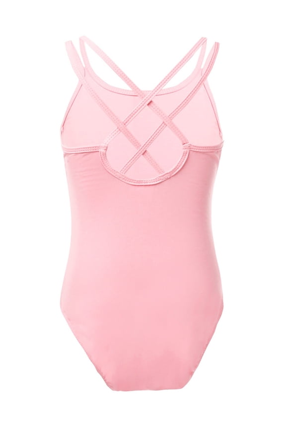 Kids Girls Ballet Dance Leotards Criss Cross Back Gymnastic Bodysuit,Size 3-14 Pink 7-8
