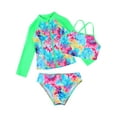 thumbnail image 1 of MSemis Kids Girls Beachwear Sun Protection Rash Guard Shirt Bikini Set Colorful 8, 1 of 7