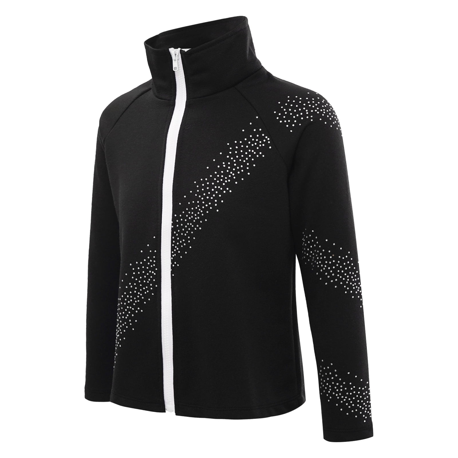 adidas Girls Long Sleeve Full Zip Track Jacket, Black/Pink