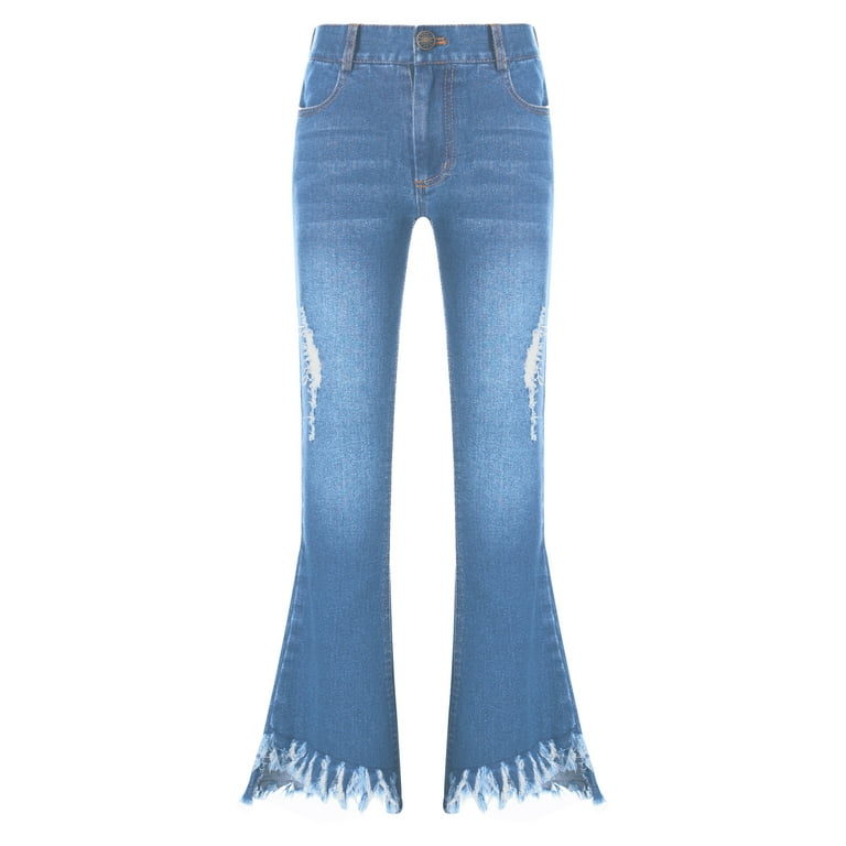 FELIM フェリム　HW BELL BOTTOM DENIM / BLU MSemis Kids Girls Casual Denim Jeans Bell Bottoms Ruffle