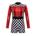 thumbnail image 1 of MSemis Kids Girls Checkerboard Print Racer Jumpsuit Cosplay Fancy Dress Up Red 12, 1 of 5