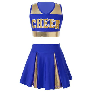  GRAJTCIN Women's Cheerleader Costume Halloween 3-Pieces High  School Girl Cheerleading Outfit with Pom Pom(Large, Blue) : Clothing, Shoes  & Jewelry
