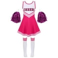 thumbnail image 1 of MSemis Kids Girls Cheerleader Outfits School Uniform Dress and Socks with Pom Poms Hot Pink 7-8, 1 of 6
