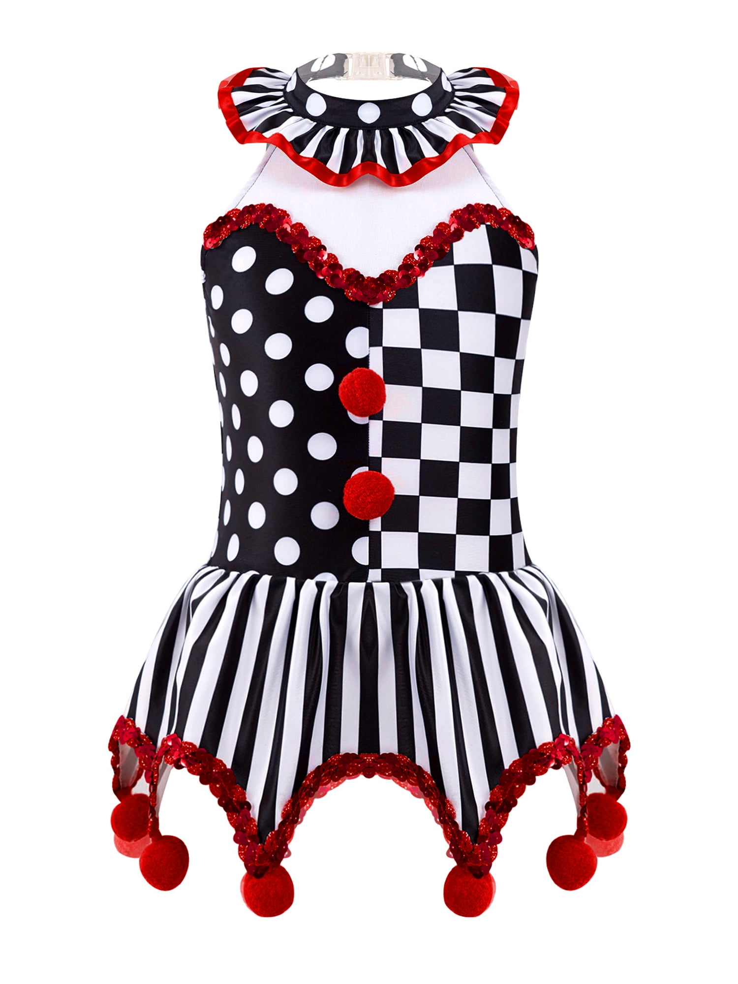 Clown Polka Dot Sequin Dress Ladies Costume Clown Polka Dot Sequin Dress Ladies Costume