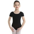 thumbnail image 1 of MSemis Kids Girls Cotton Short Sleeve Ballet Dance Leotard Gymnastics Leotard Tops Black 4, 1 of 6