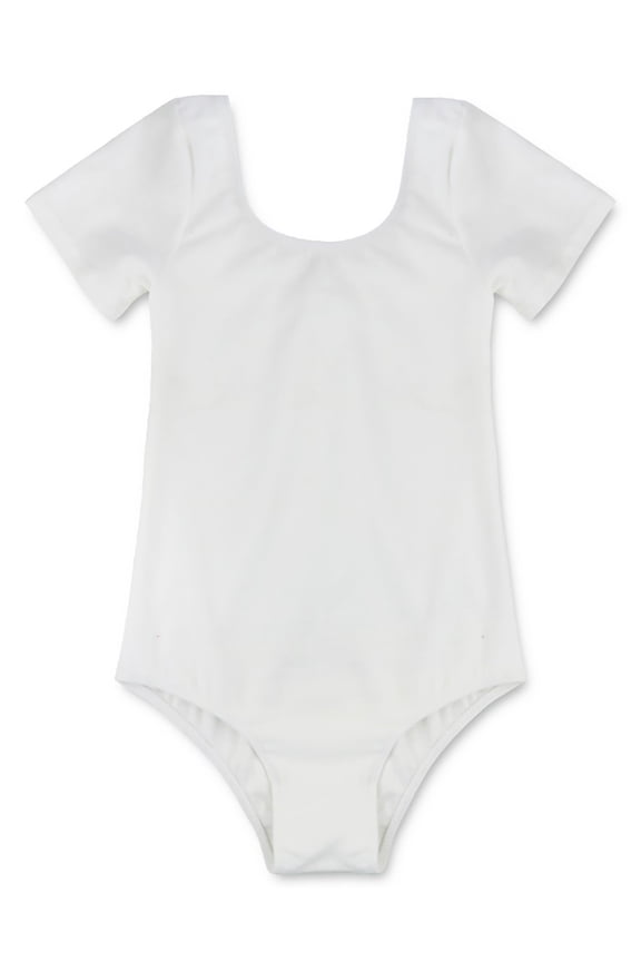 Kids Girls Cotton Short Sleeve Ballet Dance Leotard Gymnastics Leotard Tops White 10