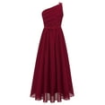thumbnail image 1 of MSemis Kids Girls Elegant One Shoulder Wedding Bridesmaid Flower Girls Dress Burgundy 16, 1 of 5