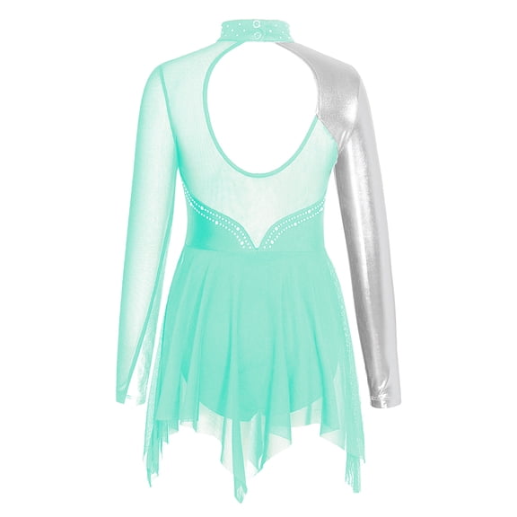 MSemis Kids Girls Figure Ice Skating Dress Leotard Tulle Dance Dress Dancewear