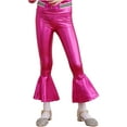 thumbnail image 1 of MSemis Kids Girls Flare Bell Bottom Metallic Dance Pants High Waist Glossy Jazz Leggings Trousers Hot Pink 12, 1 of 7