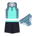 thumbnail image 1 of MSemis Kids Girls Front Zipper Tees Bikini Briefs and Short Bottoms Summer Beachwear, 1 of 4