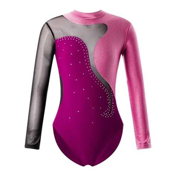 MSemis Kids Girls Gymnastic Leotard Ballet Dance Workout Bodysuit Tops Dancewear Hot Pink 6