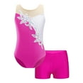 thumbnail image 1 of MSemis Kids Girls Gymnastics Dance Leotards 2 Piece Outfits with Athletic Shorts Sets, Size 4-14 Rose 4, 1 of 5