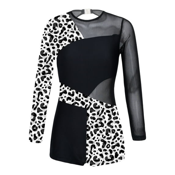 MSemis Kids Girls Gymnastics Leotards Long Sleeve Dance Biketards Shorts Unitards Black 8
